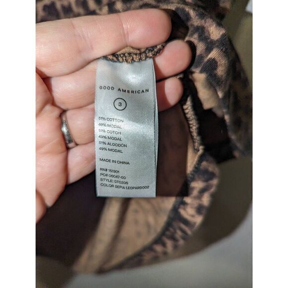 Good American Leopard Print Crew Neck Strong Extended Shoulder Tank Size 3 (Lg) - Picture 10 of 11